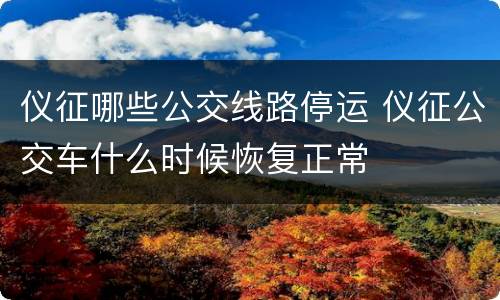 仪征哪些公交线路停运 仪征公交车什么时候恢复正常