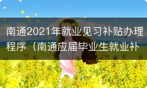 南通2021年就业见习补贴办理程序（南通应届毕业生就业补贴政策）