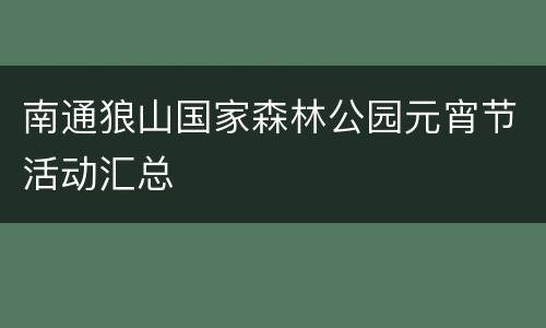 南通狼山国家森林公园元宵节活动汇总