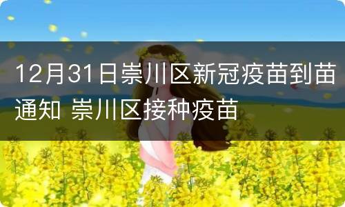 12月31日崇川区新冠疫苗到苗通知 崇川区接种疫苗