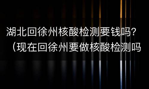 湖北回徐州核酸检测要钱吗？（现在回徐州要做核酸检测吗）