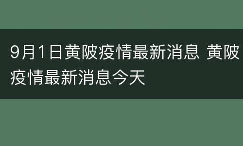 9月1日黄陂疫情最新消息 黄陂疫情最新消息今天