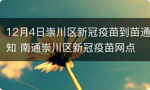 12月4日崇川区新冠疫苗到苗通知 南通崇川区新冠疫苗网点