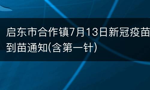 启东市合作镇7月13日新冠疫苗到苗通知(含第一针)