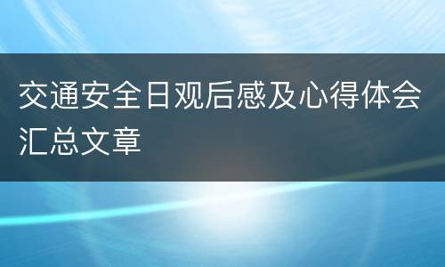 交通安全日观后感及心得体会汇总文章