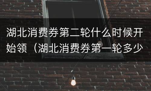 湖北消费券第二轮什么时候开始领（湖北消费券第一轮多少钱）
