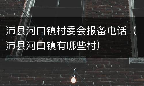 沛县河口镇村委会报备电话（沛县河口镇有哪些村）