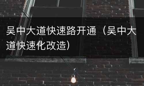 吴中大道快速路开通（吴中大道快速化改造）