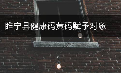 睢宁县健康码黄码赋予对象