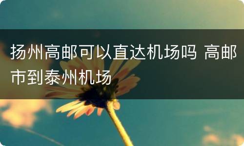 扬州高邮可以直达机场吗 高邮市到泰州机场