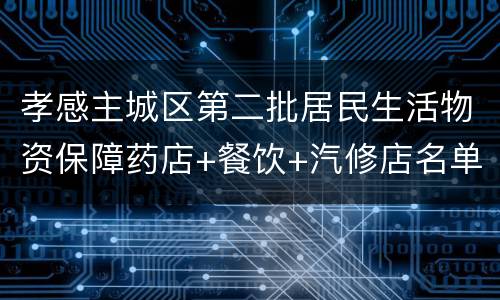 孝感主城区第二批居民生活物资保障药店+餐饮+汽修店名单