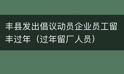 丰县发出倡议动员企业员工留丰过年（过年留厂人员）