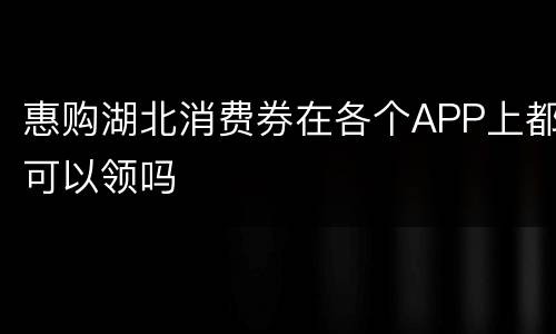 惠购湖北消费券在各个APP上都可以领吗