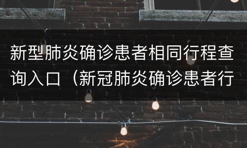 新型肺炎确诊患者相同行程查询入口（新冠肺炎确诊患者行程轨迹）