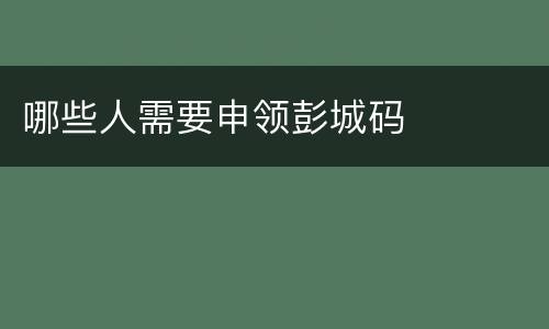 哪些人需要申领彭城码