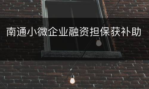 南通小微企业融资担保获补助