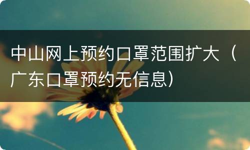 中山网上预约口罩范围扩大（广东口罩预约无信息）