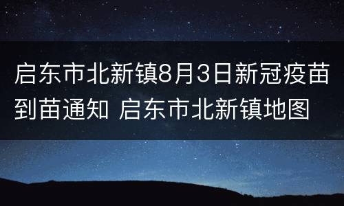 启东市北新镇8月3日新冠疫苗到苗通知 启东市北新镇地图