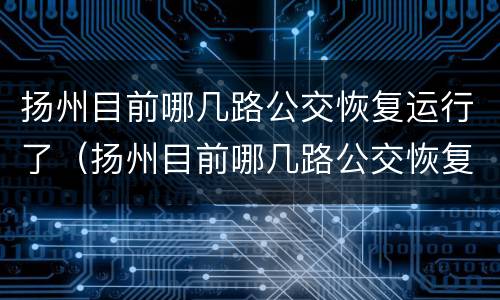 扬州目前哪几路公交恢复运行了（扬州目前哪几路公交恢复运行了最新消息）