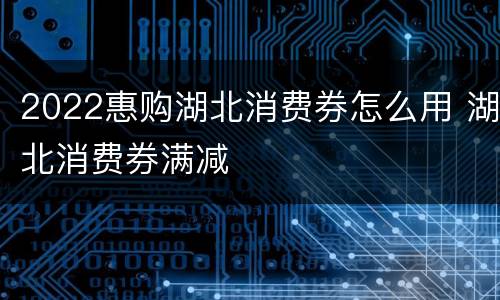 2022惠购湖北消费券怎么用 湖北消费券满减