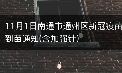 11月1日南通市通州区新冠疫苗到苗通知(含加强针)