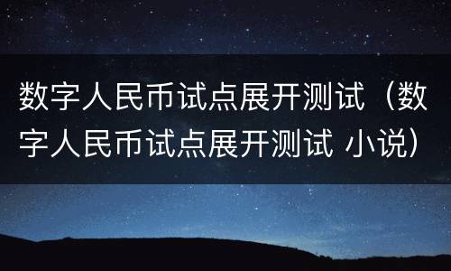 数字人民币试点展开测试（数字人民币试点展开测试 小说）