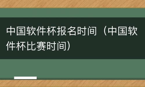 中国软件杯报名时间（中国软件杯比赛时间）