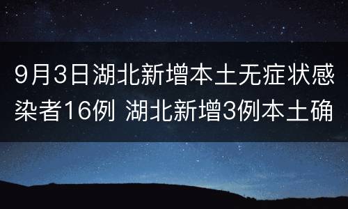 9月3日湖北新增本土无症状感染者16例 湖北新增3例本土确诊