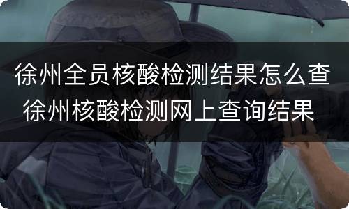 徐州全员核酸检测结果怎么查 徐州核酸检测网上查询结果