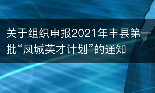 关于组织申报2021年丰县第一批“凤城英才计划”的通知