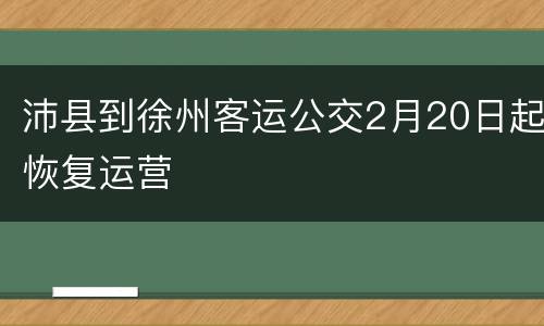 沛县到徐州客运公交2月20日起恢复运营