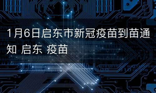 1月6日启东市新冠疫苗到苗通知 启东 疫苗