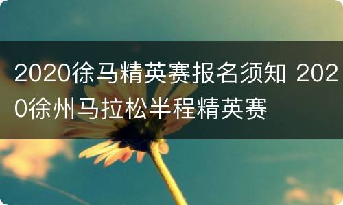 2020徐马精英赛报名须知 2020徐州马拉松半程精英赛