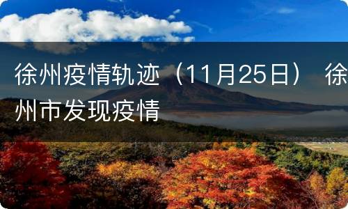 徐州疫情轨迹（11月25日） 徐州市发现疫情