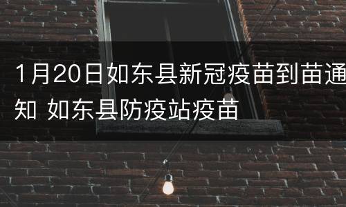 1月20日如东县新冠疫苗到苗通知 如东县防疫站疫苗