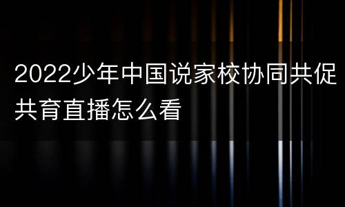 2022少年中国说家校协同共促共育直播怎么看