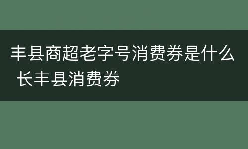 丰县商超老字号消费券是什么 长丰县消费券