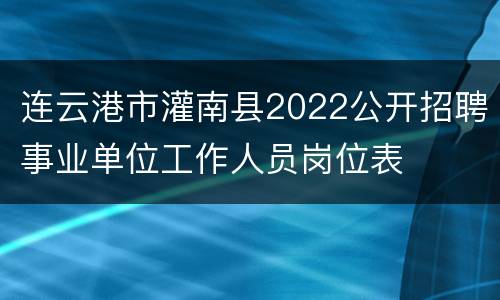 连云港市灌南县2022公开招聘事业单位工作人员岗位表