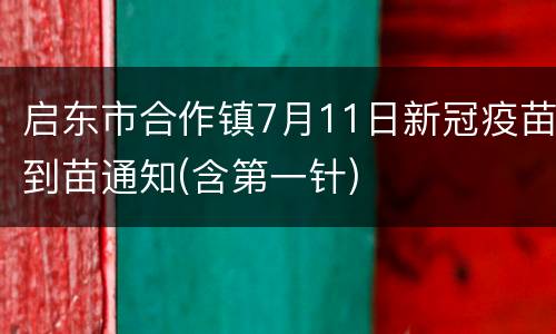 启东市合作镇7月11日新冠疫苗到苗通知(含第一针)