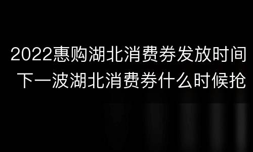 2022惠购湖北消费券发放时间 下一波湖北消费券什么时候抢