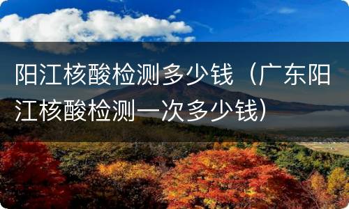 阳江核酸检测多少钱（广东阳江核酸检测一次多少钱）