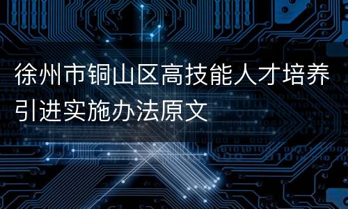 徐州市铜山区高技能人才培养引进实施办法原文