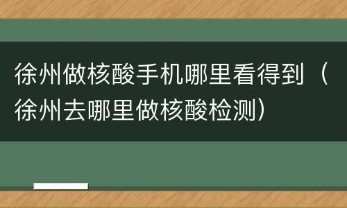 徐州做核酸手机哪里看得到（徐州去哪里做核酸检测）