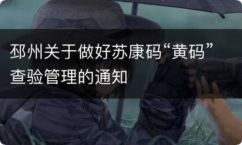 邳州关于做好苏康码“黄码”查验管理的通知