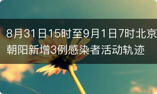 8月31日15时至9月1日7时北京朝阳新增3例感染者活动轨迹