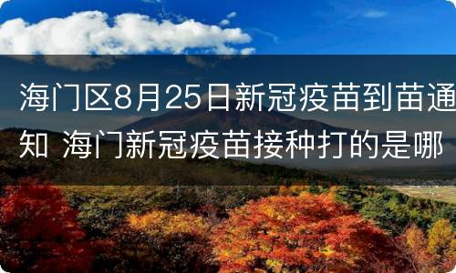 海门区8月25日新冠疫苗到苗通知 海门新冠疫苗接种打的是哪种