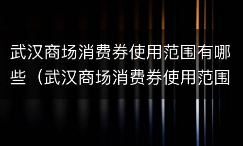 武汉商场消费券使用范围有哪些（武汉商场消费券使用范围有哪些规定）