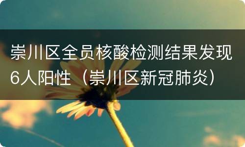 崇川区全员核酸检测结果发现6人阳性（崇川区新冠肺炎）