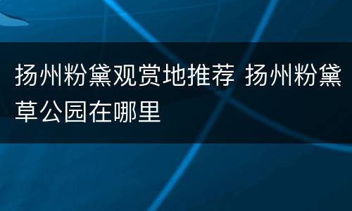 扬州粉黛观赏地推荐 扬州粉黛草公园在哪里