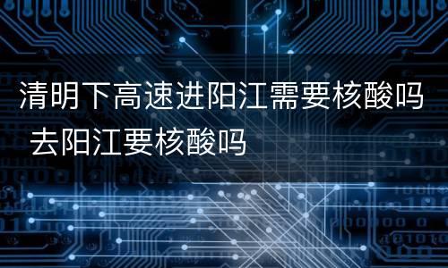 清明下高速进阳江需要核酸吗 去阳江要核酸吗